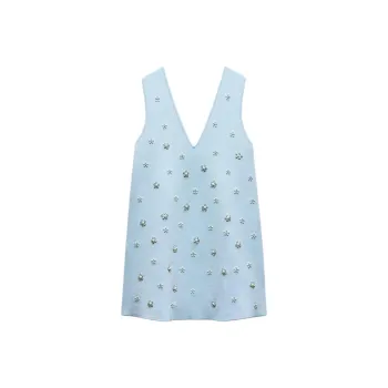 ZARA Sleeveless Dress Women's Light Blue