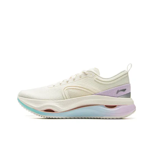 LiNing Cushioning Rebound Low Top Training Running Shoes Women's Ecru
