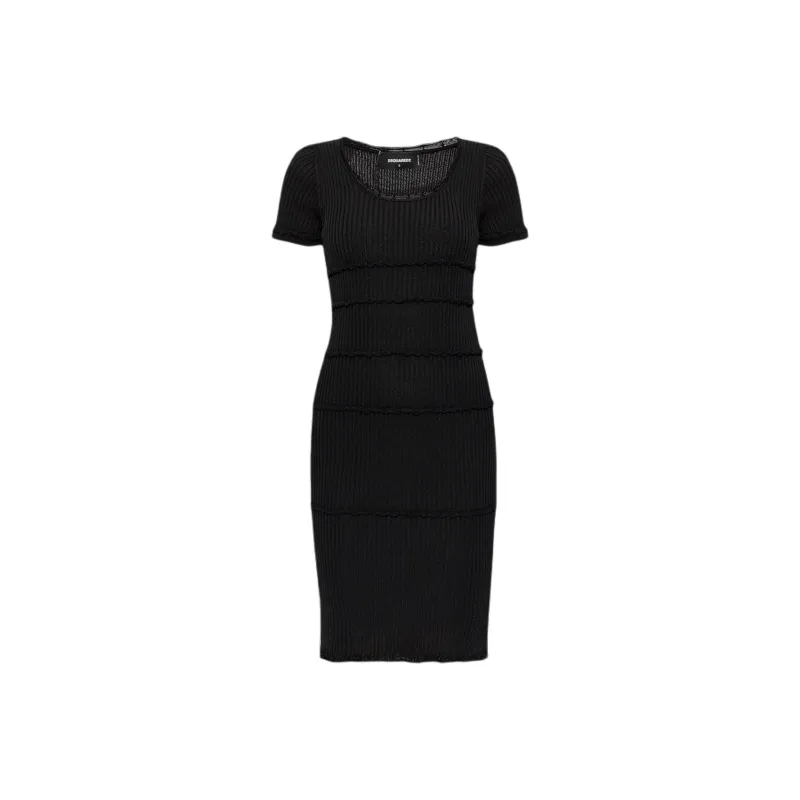 DSQUARED 2 Short Sleeved Midi Ribbed Dress-0