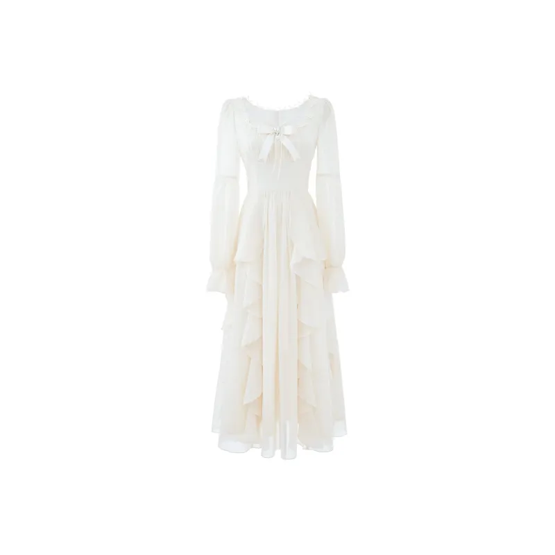 Blovelan Long Sleeved Dress Women's Fairy Apricot-0