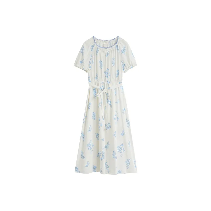 Inman Short Sleeved Dress Women's Blue Floral-0
