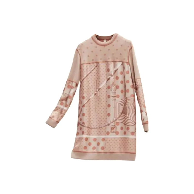 HERMES Long Sleeved Dress Women's Beige-0