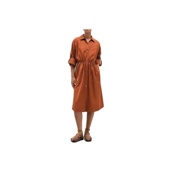 HERMES SS25 Long-Sleeved Dresses Women's Red Brown