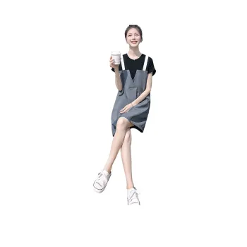Cypress House Short Sleeved Dress Women's Black Top And Dark Gray Bottom