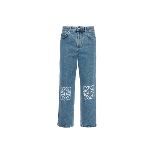 LOEWE Anagram Cropped Jeans In Denim Mid Blue