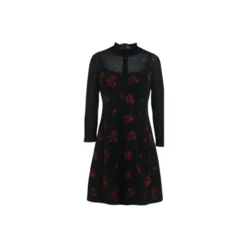 QIAOWANNI Long Sleeved Dresses Women's Black