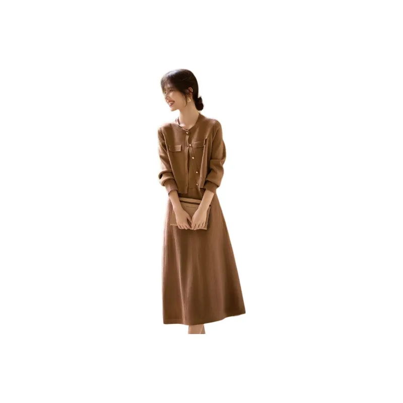XWI Long Sleeved Dresses Women's Camel-0
