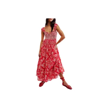 FREE PEOPLE Forever Favorite Maxi Dress Short-Sleeved Dresses Women's Strawberry Combo