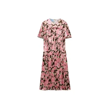 PRADA Embroidered Satin Dress