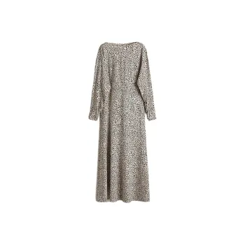 H&M Long Sleeved Dresses Women's Light Beige/Leopard Print