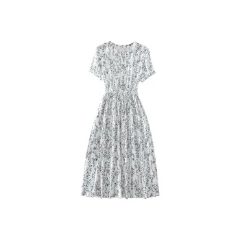 Ning Cai Yuer Short Sleeved Dress Women's Blue And White Porcelain