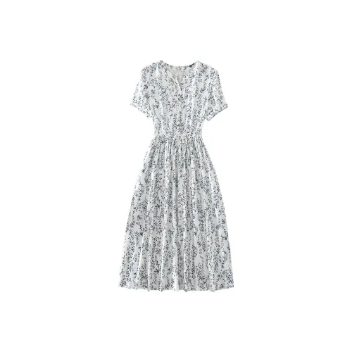 Ning Cai Yuer Short Sleeved Dress Women's Blue And White Porcelain