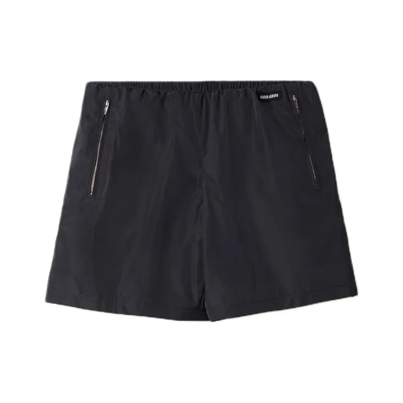 MIU MIU Technical Silk Bermuda Shorts 'Blue'-0