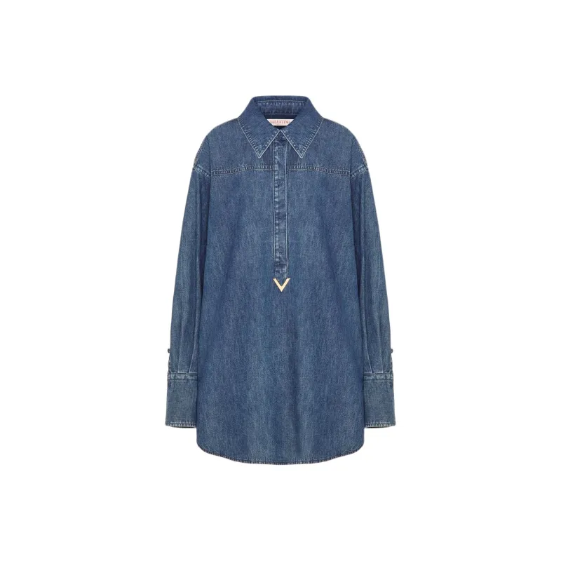 Valentino Long Sleeved Dress Women's Blue-0