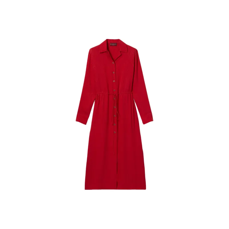 GUCCI Silk Jacquard Dress 'Classic Red'-0