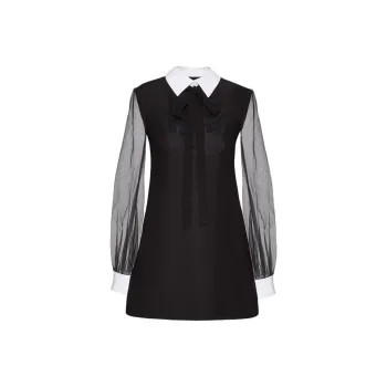 Valentino Neck Tie Long Sleeved Mini Dress