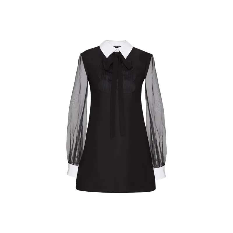 Valentino Neck Tie Long Sleeved Mini Dress-0