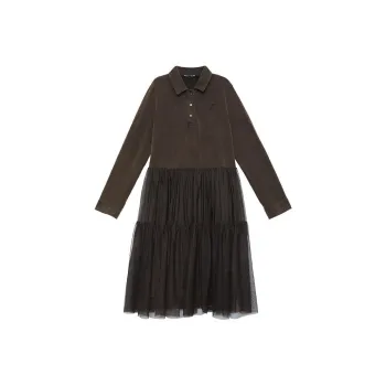 Half Circle Long-Sleeved Dresses Women's Brown