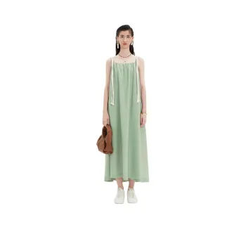 Self Who SS24 Slip Dresses Women's Gray Pea Green