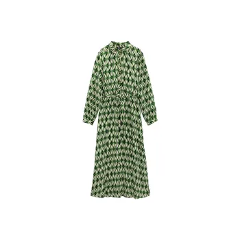 ZARA Long-Sleeved Dresses Women's Nude Green