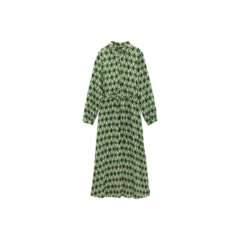 ZARA Long-Sleeved Dresses Women's Nude Green-0