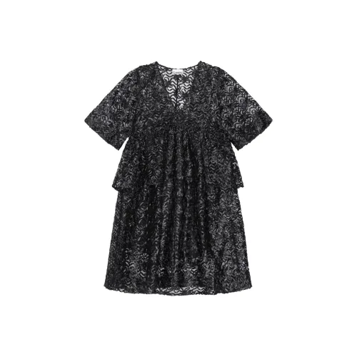 GANNI V Neck Ruffled Dress