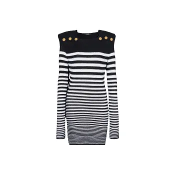 BALMAIN Long Sleeved Dresses Women's Black White