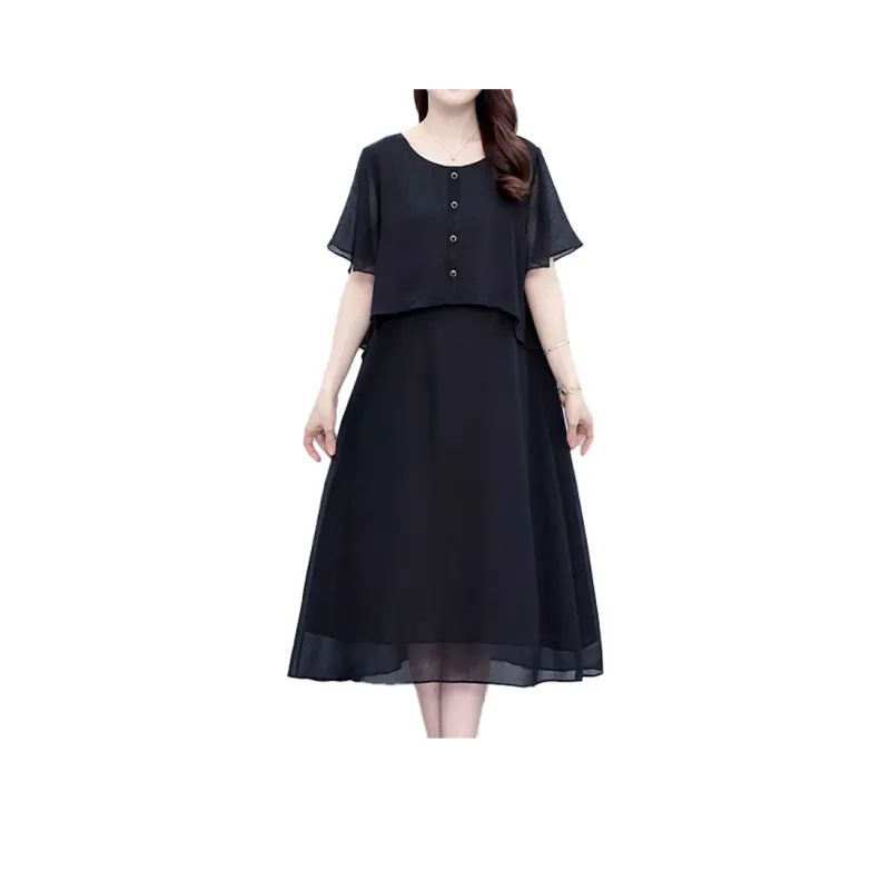 Mapping Short Sleeved Dresses Women's Black-0