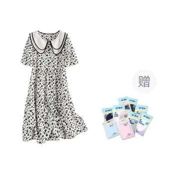 TOUCH Short Sleeved Dress Women's Beige With Black Floral