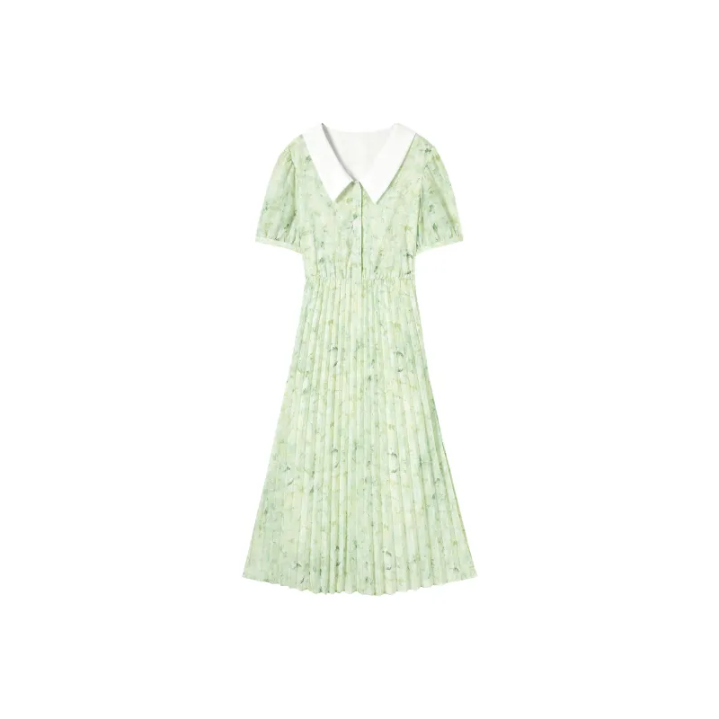 DIALOGUE Short Sleeved Dresses Women's White Rose Print-0