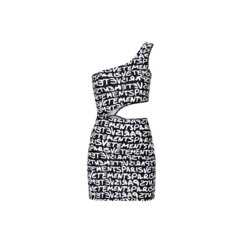 Vetements Logo print Asymmetric Minidress