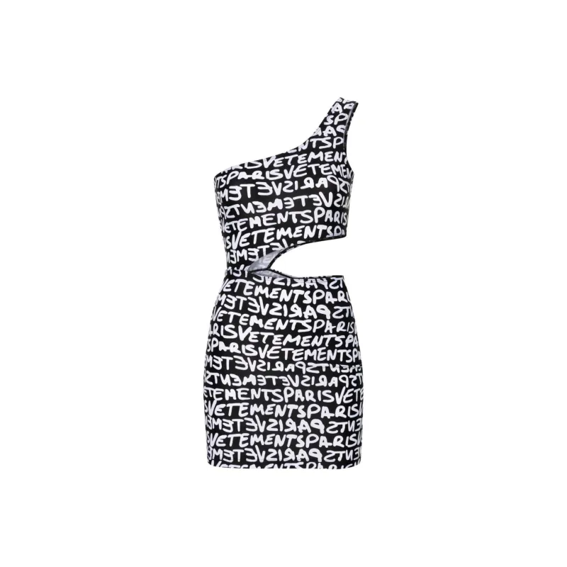 Vetements Logo print Asymmetric Minidress-0