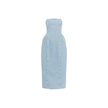 MAGDA BUTRYM Strapless Midi Denim Dress