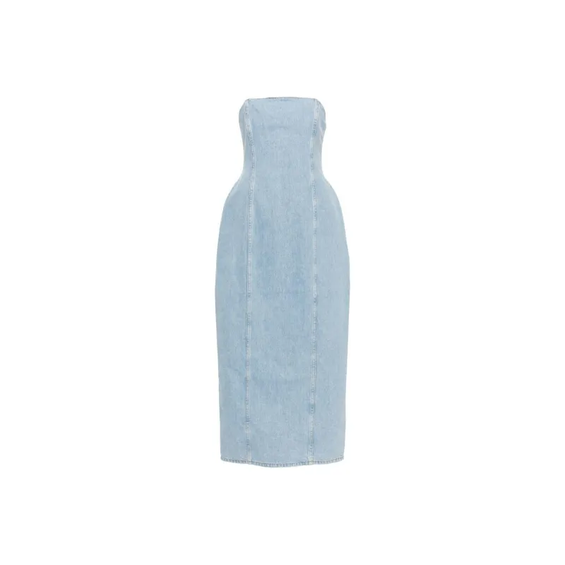 MAGDA BUTRYM Strapless Midi Denim Dress-0