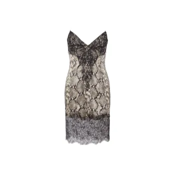 BALMAIN Python print Lace Minidress