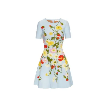 OSCAR DE LA RENTA Painted Poppies jacquard Minidress