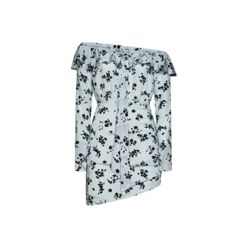 Alessandra Rich Rose print Silk Minidress
