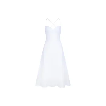 Khy SS24 DROP 007 Poplin Low Back Midi Dress Slip Dresses Women's White/White