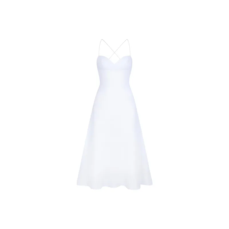 Khy SS24 DROP 007 Poplin Low Back Midi Dress Slip Dresses Women's White/White-0