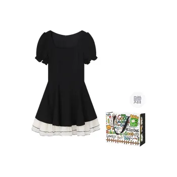 OURUOKE Short Sleeved Dress Women's Black