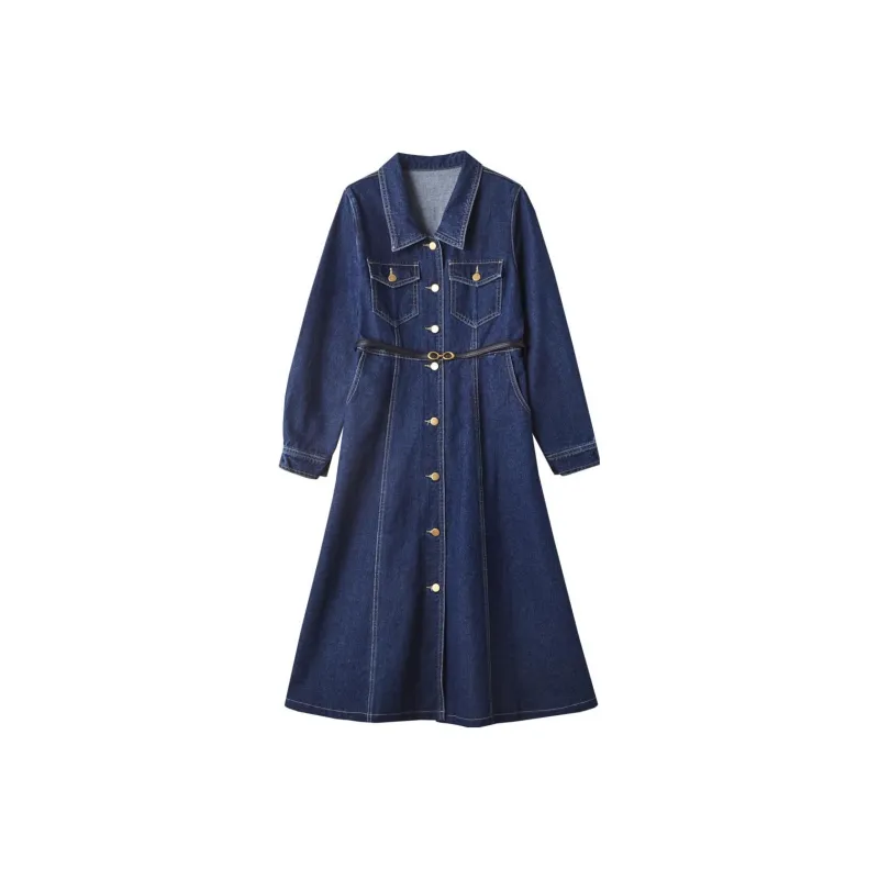 Dme Long Sleeved Dresses Women's Dark Denim Blue-0