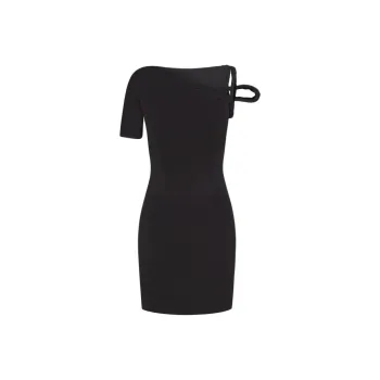 Khy DROP 004 Sueded Stretch Twist Mini Dress Short-Sleeved Dresses Women's Black