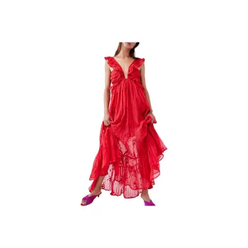 FREE PEOPLE Sabina Musayev Ida Dress Slip Dresses Women's Poppy Red/Strawberry Red