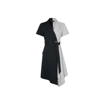 IDPAN Short Sleeved Dress Women's Black Beige