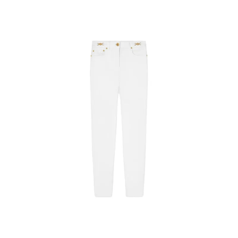 VERSACE Medusa Plaque Logo Patch Skinny Jeans-0