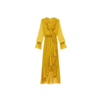 SAINT LAURENT Ruffled Wrap Dress