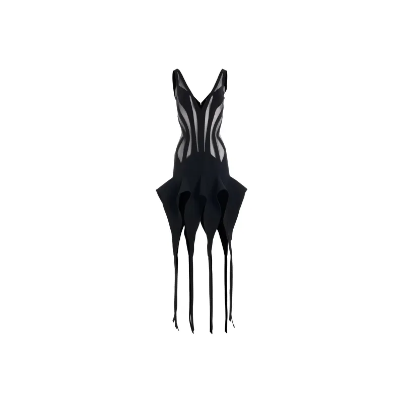 Mugler Handkerchief Semi sheer Minidress-0