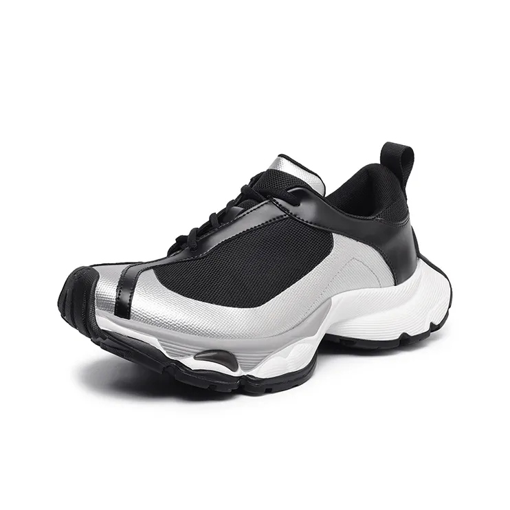 Angelmi Abrasion Resistant Breathable Coverage Low Top Chunky Sneakers Unisex Black-1