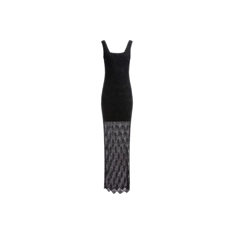 GUESS Liza Crochet Maxi Dress Slip Dresses Women's Black-0