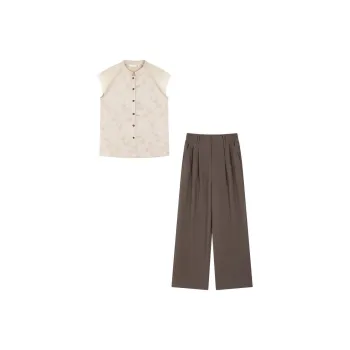 IHIMI Casual Suits Women's Ancient Apricot Top+Umber Bottom